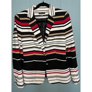 Tommy Hilfiger Red, Black, White Button Hip Length Blazer, Size 10